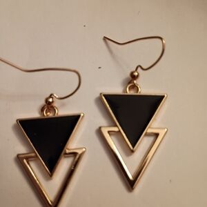 Chic Black and Gold Geometric Earrings